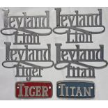 Selection (6) of Leyland alloy and alloy/chrome BUS BADGES comprising 4 script examples: Lion x 2,