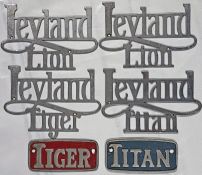Selection (6) of Leyland alloy and alloy/chrome BUS BADGES comprising 4 script examples: Lion x 2,
