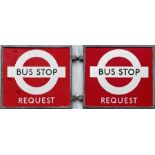 1940s/50s London Transport enamel BUS STOP FLAG, the 'request' version. Double-sided with two enamel