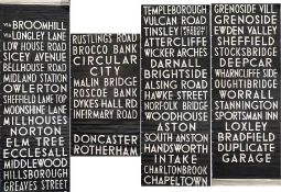 1960s Sheffield Corporation bus DESTINATION BLIND from Townhead Road and Herries Road depôts. A