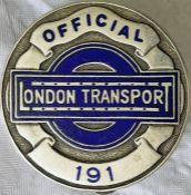 1930s London Transport Central Buses OFFICIALS' PLATE as issued to senior staff when required to