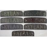 Selection (7) of 1930s/40s Leyland cast-alloy BUS RADIATOR PLATES, all standard size. Generally in