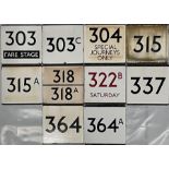 Quantity (10) of London Transport bus stop enamel E-PLATES, all from the Northern Country Area and
