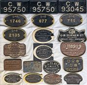Selection (20) of small & medium-size railway cast-iron WAGON PLATES. A range of makers including SR