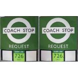 1950s/60s-type London Transport enamel COACH STOP FLAG ('Request'), an E3 version with 1970s vinyl