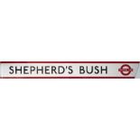 1950s/60s London Underground enamel PLATFORM FRIEZE PANEL from Shepherd's Bush station on the