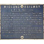 Midland Railway, LT&S Section (London, Tilbury & Southend line) cast-iron TRESPASS NOTICE. Dated