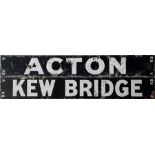 London & North Western Railway enamel DESTINATION PLATE Acton / Kew Bridge for the 4th-rail