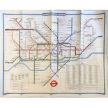 1979 London Underground quad-royal POSTER MAP designed by Paul Garbutt. Shows the Piccadilly Line