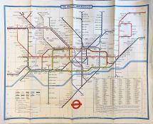 1979 London Underground quad-royal POSTER MAP designed by Paul Garbutt. Shows the Piccadilly Line