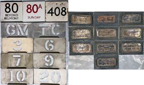Selection of London Transport etc PLATES comprising 3 route-number E-PLATES for routes 80 destinated
