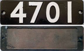 BR(W) locomotive SMOKEBOX PLATE from ex-GWR Churchward 4700-class 2-8-0 4701, the first