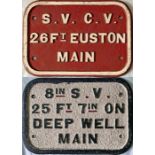 Pair of cast-iron STOP VALVE SIGNS, probably London & North Western Railway (they are L&NWR-pattern)