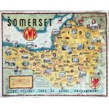 1930s Great Western Railway (GWR) quad-royal POSTER 'Somerset - The Holiday Land of Rural