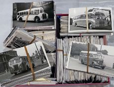 From the David Harvey Photographic Archive: a box of 1,600+ b&w, postcard-size PHOTOGRAPHS of buses,