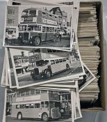 Large quantity (c600) of b&w, postcard-size PHOTOGRAPHS of buses and coaches across the UK taken