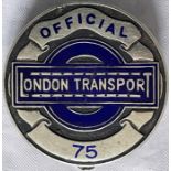 1930s London Transport Central Buses OFFICIALS' PLATE as issued to senior staff when required to