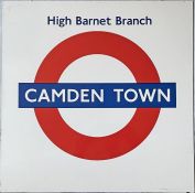 London Underground enamel PLATFORM ROUNDEL SIGN from Camden Town Station on the Northern Line with