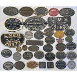 Selection (38) of railway cast-iron etc small to large size WAGON PLATES etc. Makers include Hurst