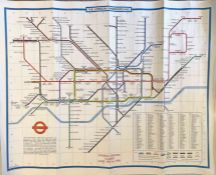 1973 London Underground quad-royal POSTER MAP designed by Paul Garbutt. Dated June 1973 with print-