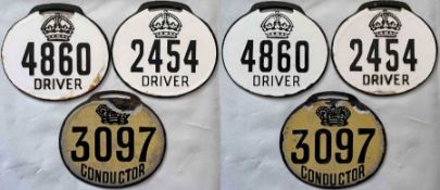 Selection (3) of mid-19th century London bus enamel LICENCE BADGES of the first types issued to