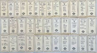 Quantity (35) of 1936/37 London Transport Green Line Coaches individual route TIMETABLE LEAFLETS.