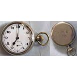 Great Western Railway side-winding POCKET WATCH with nickel casing and embossed 'GWR 0 -1115' on