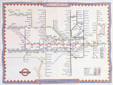 1947 London Underground POSTER MAP designed by H C Beck with a decorative border by 'Shep' (