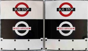 London Transport enamel BUS & RED ARROW STOP FLAG. These were used from the late 1960s until the