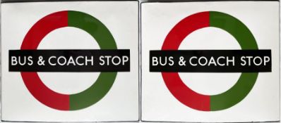 1950s/60s London Transport enamel BUS & COACH STOP FLAG (Compulsory). A double-sided, hollow '