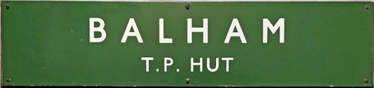 British Railways (Southern Region) ENAMEL SIGN 'Balham TP Hut' from one of the Southern's well-known