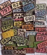 Very large quantity (136) of 1950s/60s Hants & Dorset Motor Services alloy FLEETNUMBER PLATES as