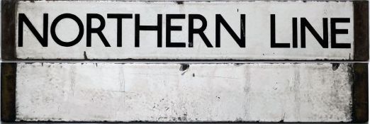 London Underground Standard or 1938 Tube Stock enamel CAB DESTINATION PLATE 'Northern Line' on a