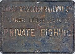 Great Western Railway cast-iron SIGN 'Great Western Railway Coy, Manor House Estate, Private