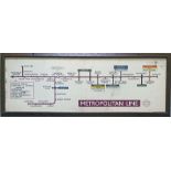 1959 London Underground Metropolitan Line CAR DIAGRAM from compartment stock, mounted and glazed