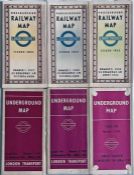 Selection (6) of 1930s London Underground POCKET MAPS (fold-out, paper type) comprising No 1 1937,