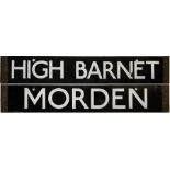 London Underground 38-Tube Stock enamel CAB DESTINATION PLATE for High Barnet / Morden, the outer