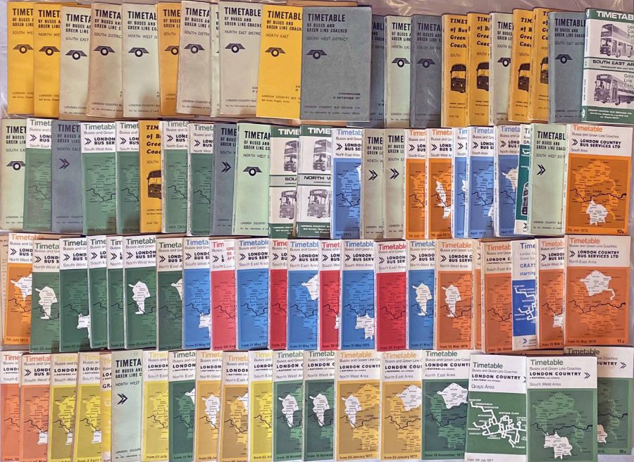 Large quantity (85) of 1970s London Country Bus Services AREA TIMETABLE BOOKLETS. All appear to be