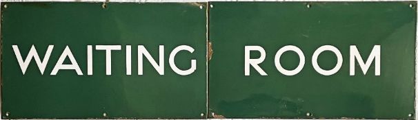Southern Railway ENAMEL SIGN 'Waiting Room', a most unusual version in two sections that was