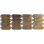 Quantity (16) of London Transport bus brass CHASSIS TAGS comprising the tags for RTLs 277, 351, 381,