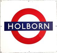 1950s/60s London Underground enamel PLATFORM BULLSEYE SIGN from Holborn station on the Central and