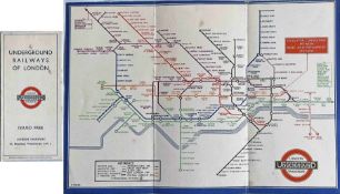 1933 London Underground H C Beck diagrammatic, card POCKET MAP from the first-year series titled '