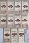 Quantity (11) of 1920s/30s London Underground Group TRAMWAYS POCKET MAPS comprising Summer [1922],