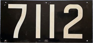 Enamel STOCKNUMBER PLATE from 1956/7 New York City R21-class Subway Car 7112 built by the St Louis