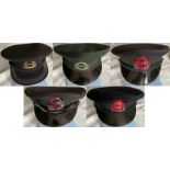 Selection (5) of London Transport 1960s/70s Inspector-grade UNIFORM HATS with enamel BADGES