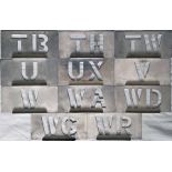 Quantity (11) of London Transport bus garage STENCIL PLATES comprising examples from TB (Bromley),