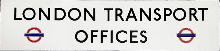 1930s/40s London Transport ENAMEL SIGN 'London Transport Offices' with two classic 1930s