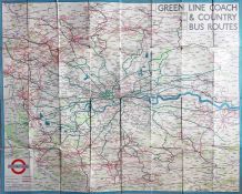 1938 (copyright 1934) London Transport quad-royal POSTER MAP "Green Line Coach & Country Bus