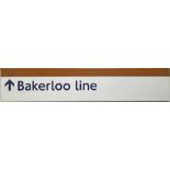 London Underground enamel STATION SIGN 'Bakerloo Line' with 'upward' directional arrow for