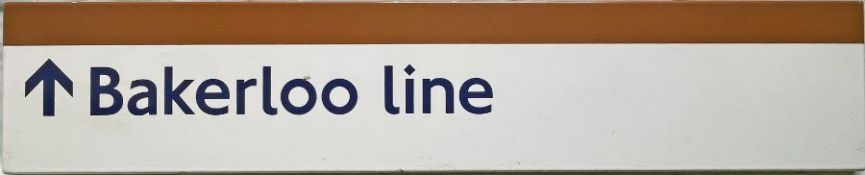 London Underground enamel STATION SIGN 'Bakerloo Line' with 'upward' directional arrow for